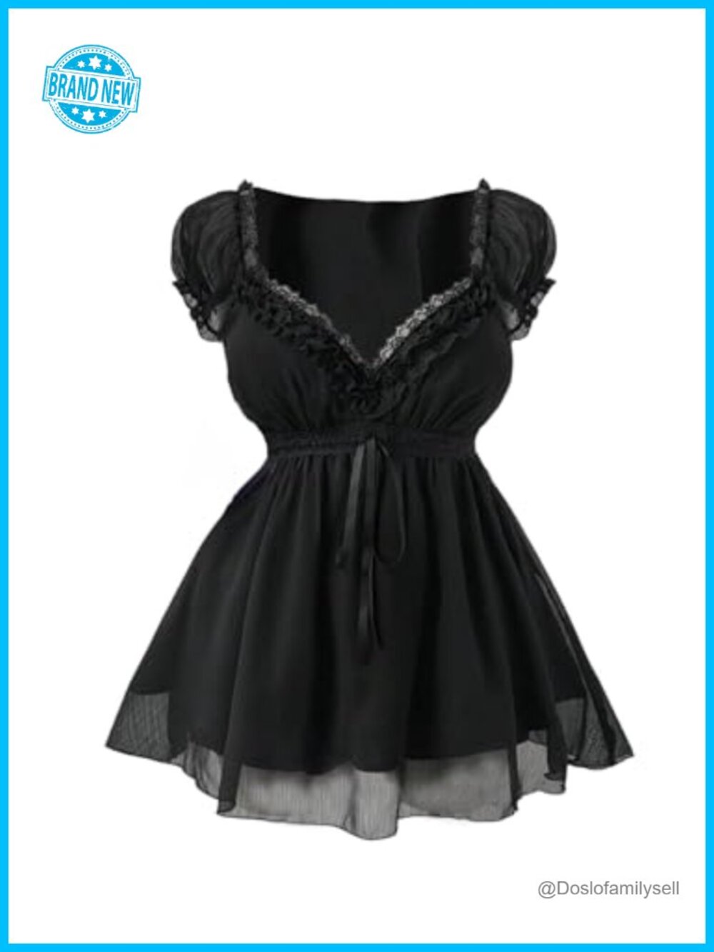 Plus Size Y2K Goth Sheer Lace Blouse Puff Sleeve Ruffle Peplum Top